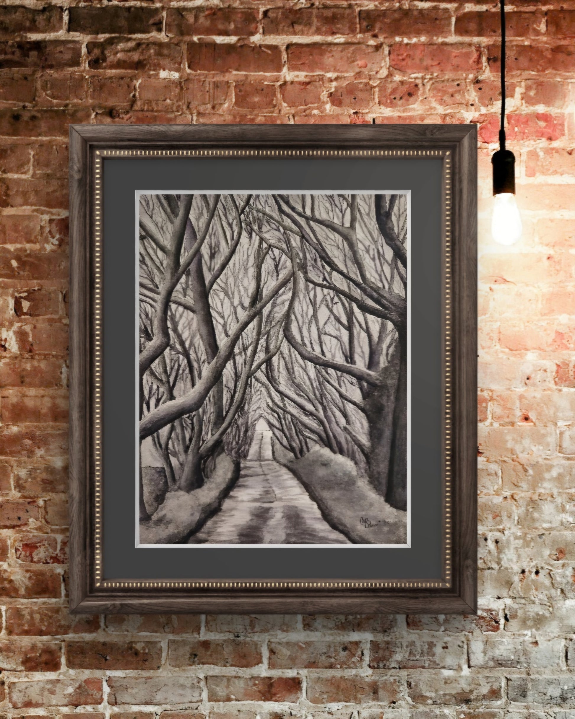 Tranquil Timber: Forest Path Artwork Giclée Print