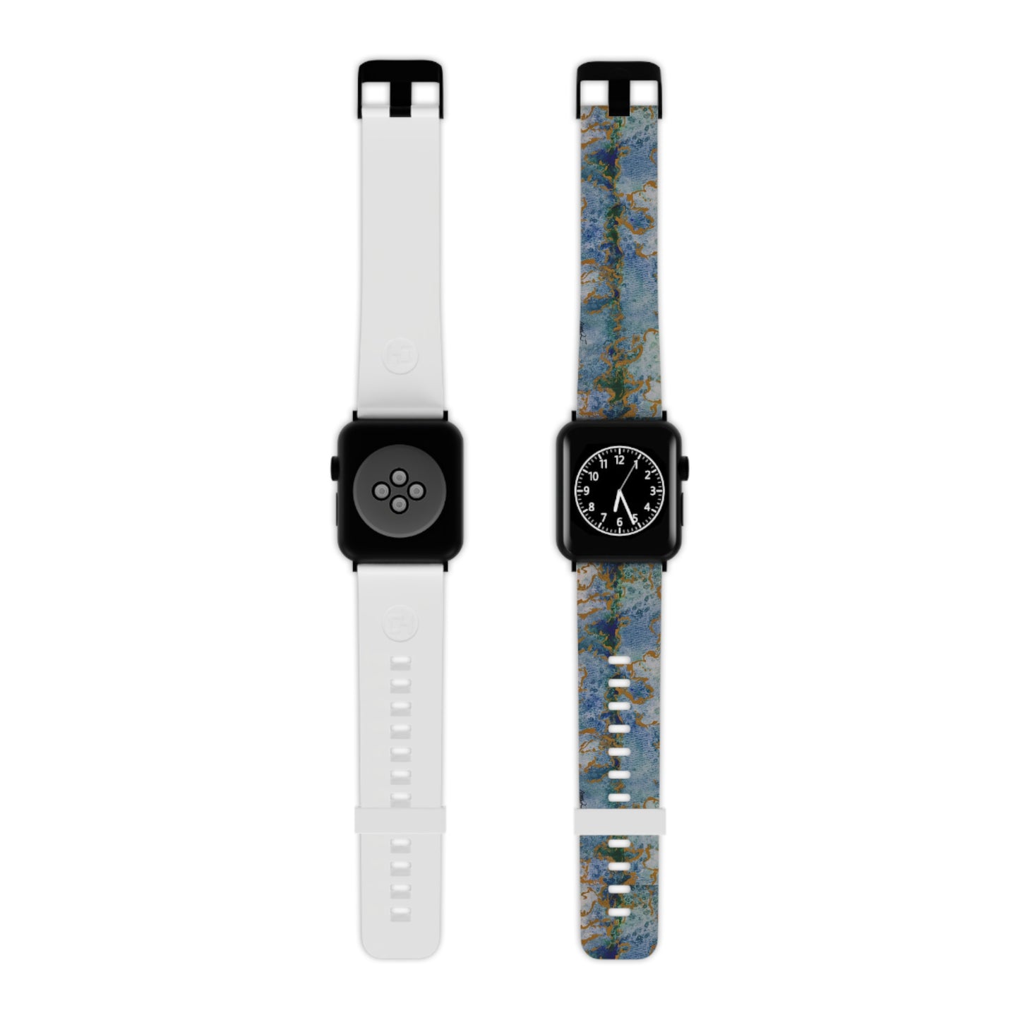 Apple Watch Band - Celestial Dreamscape - Abstract Watercolor, Blue, Green, and Gold Watch Strap