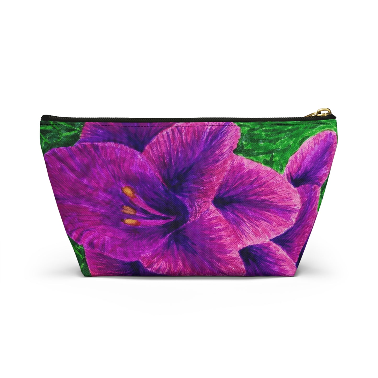 Accessory Pouch w T-bottom - Royal Reverie: Purple Gladiola - Floral Artwork Design