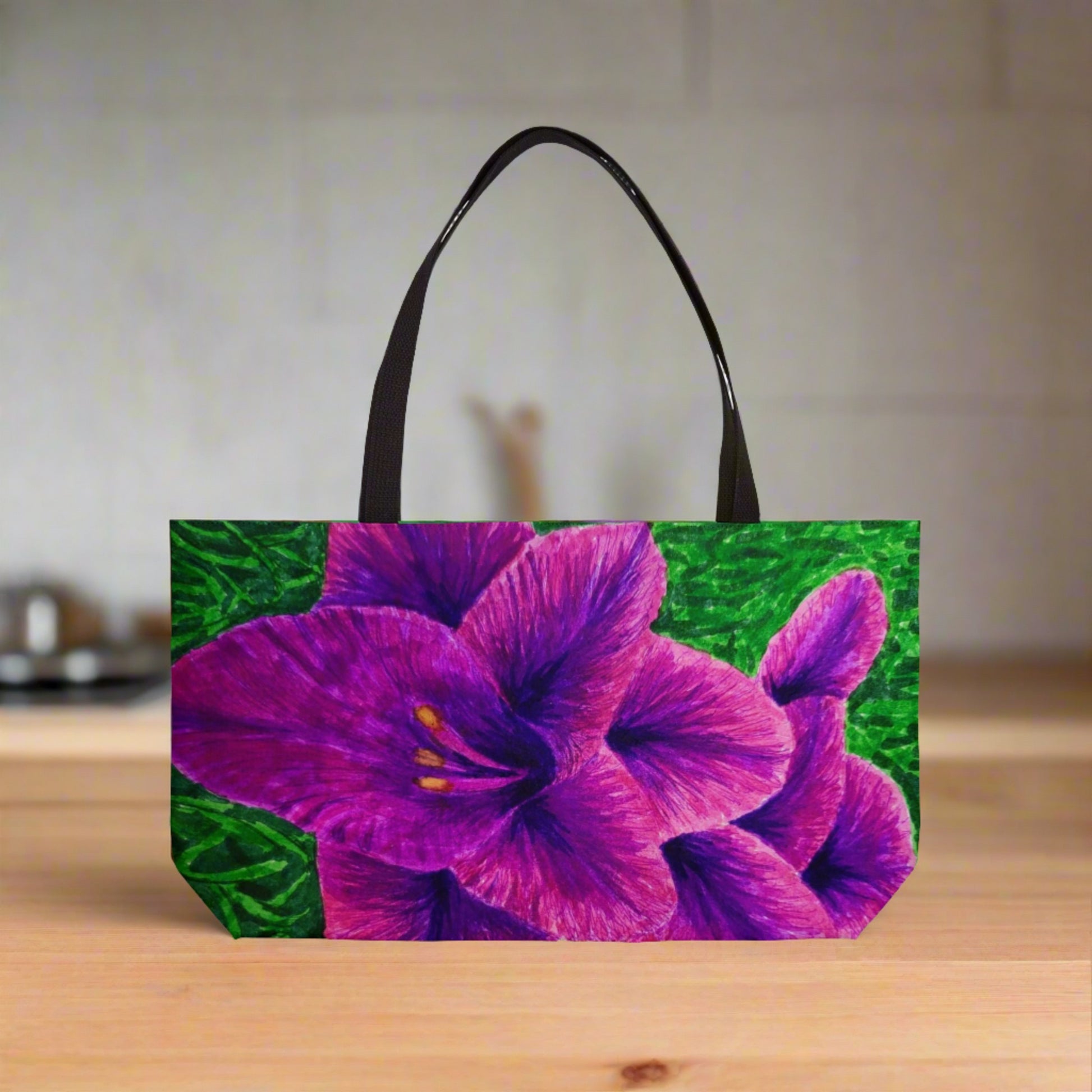 Royal Reverie: Purple Gladiola Artwork Weekender Tote Bag