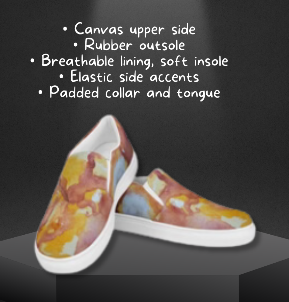 Sunset Veil: A Dance of Red and White Artwork Design Women’s Slip-on Canvas Shoes