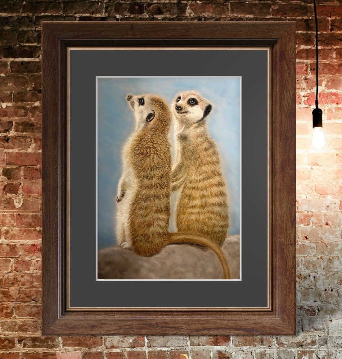 Curious Guardians: Meerkat Duo in Vigilance Giclée Print