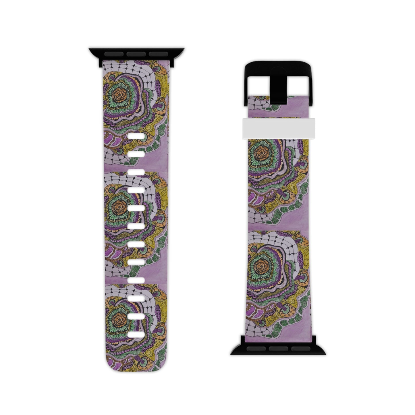 Watch Band for Apple Watch - Zen Floral Bliss - Colorful Zentangle Artwork Design