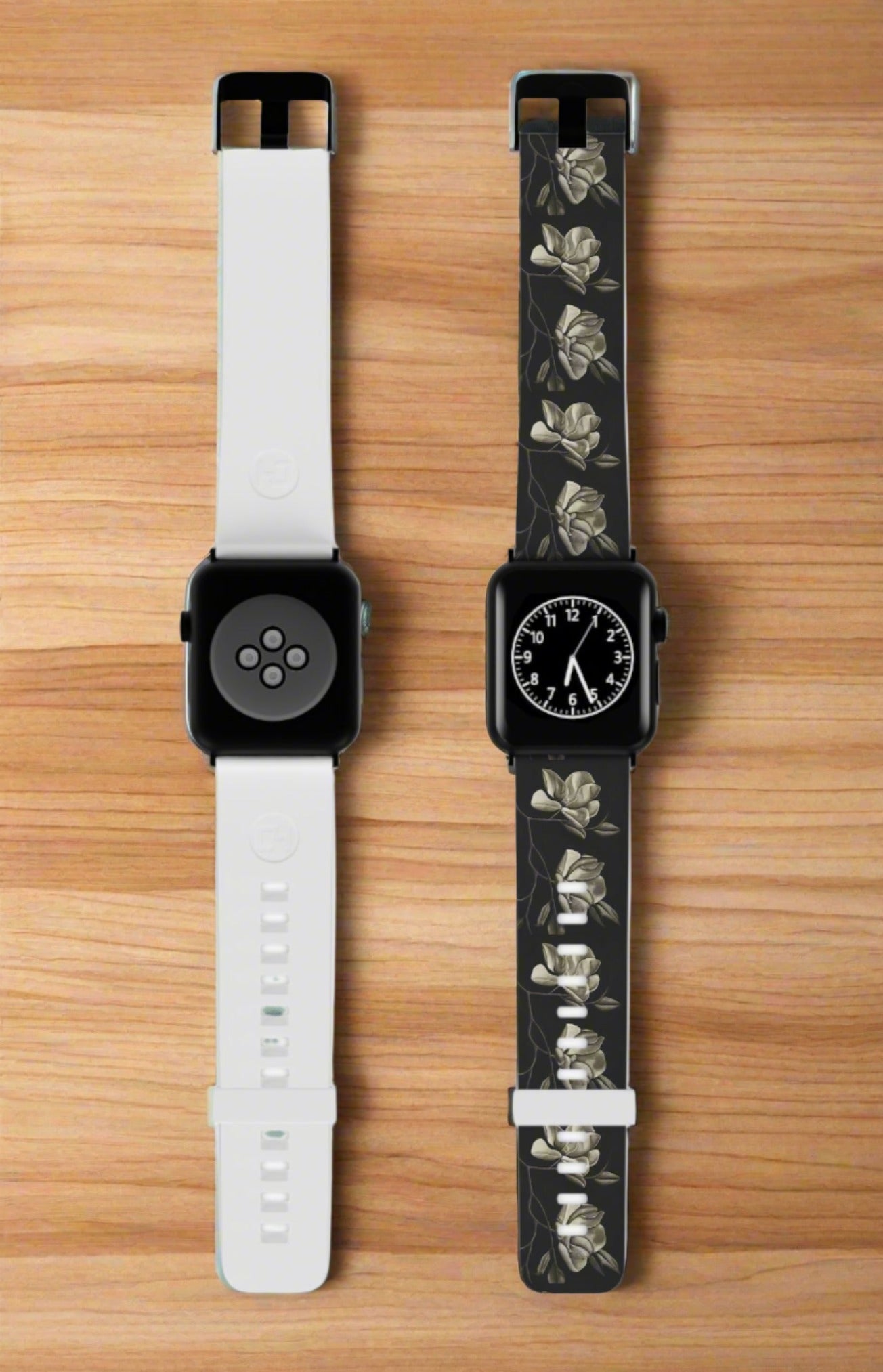 Midnight Magnolias - Monochrome Watercolor Artwork Watch Band for Apple Watch