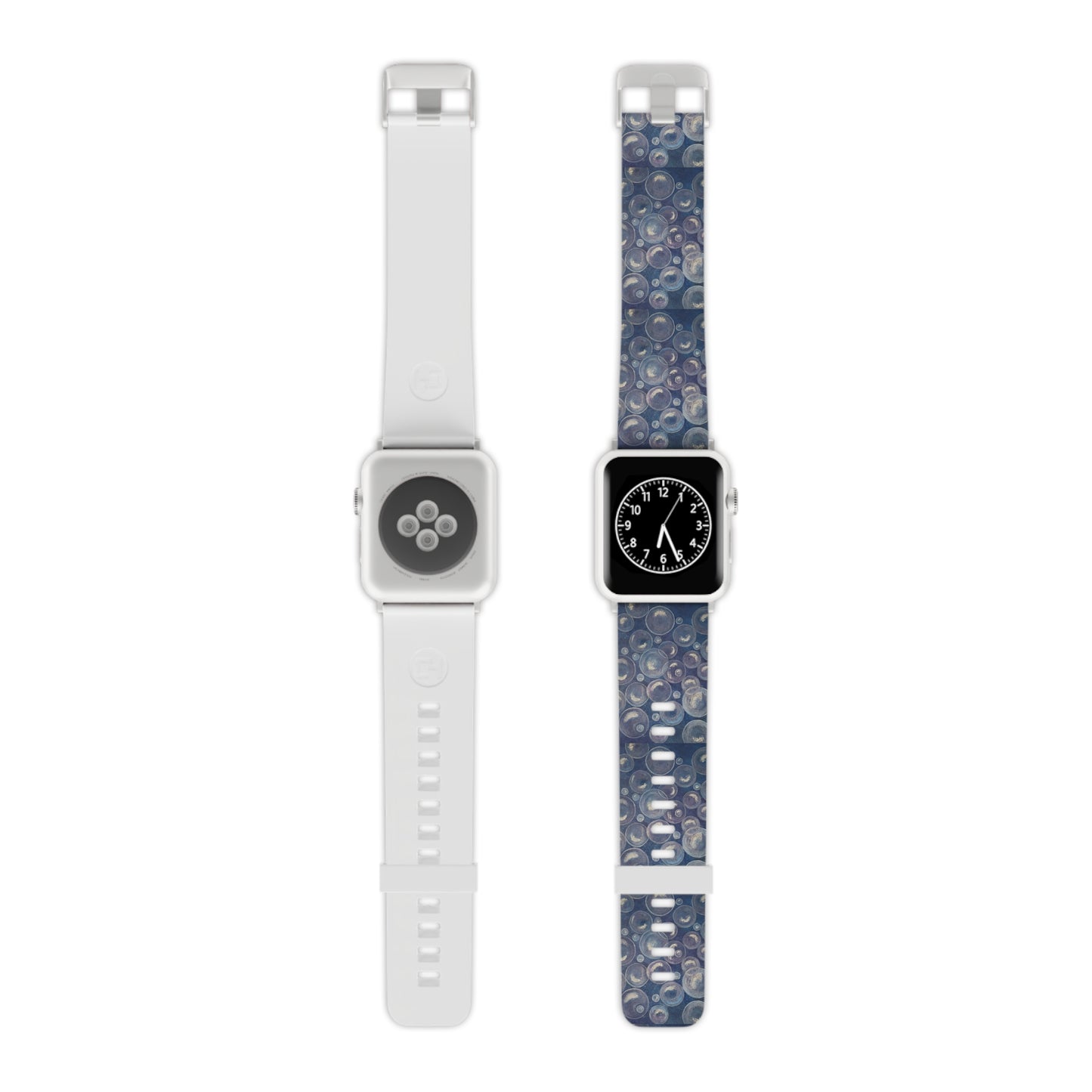 Watch Band for Apple Watch - Tranquil Reflections: Blue and White Reflective Bubble Design