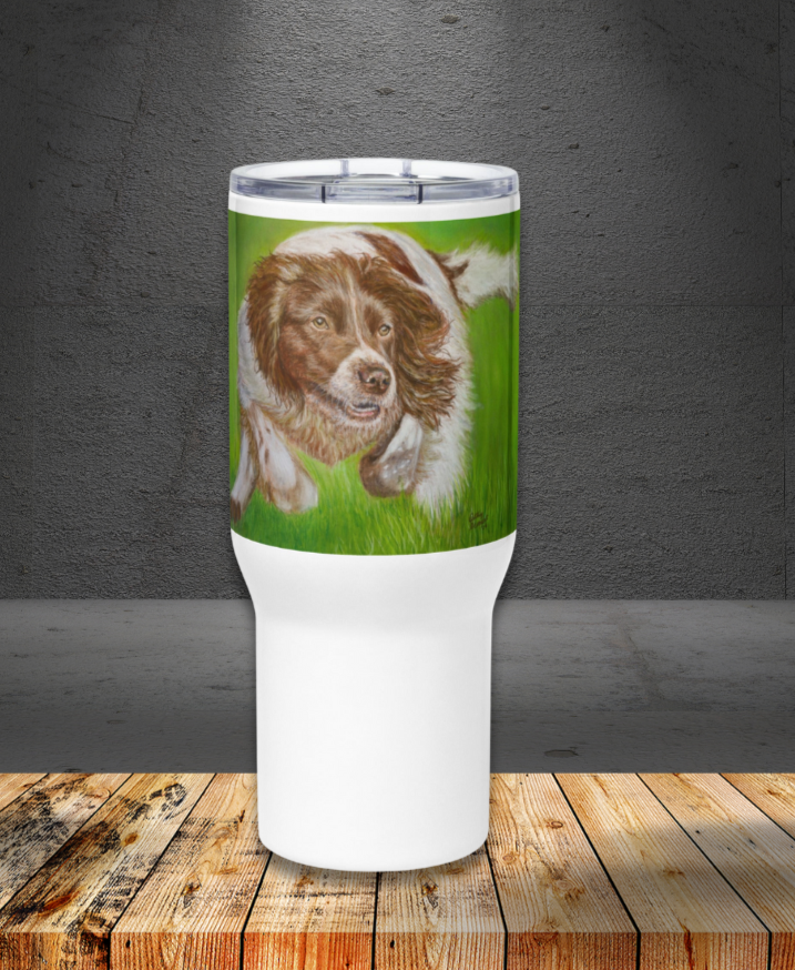 Squirrel?: English Springer Spaniel Dog Travel Mug with Handle