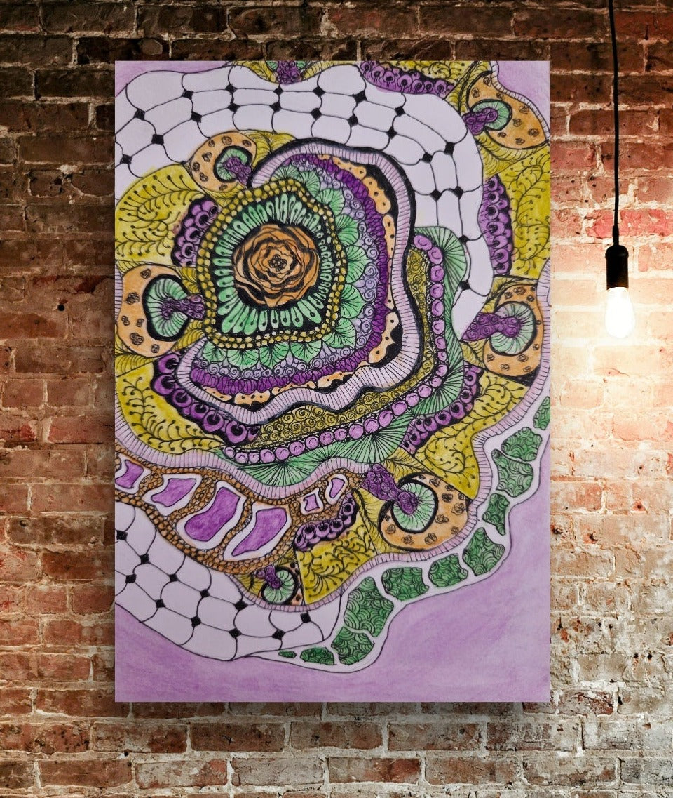 Original Artwork (available) Zen Blossom: Colorful Zentangle Design