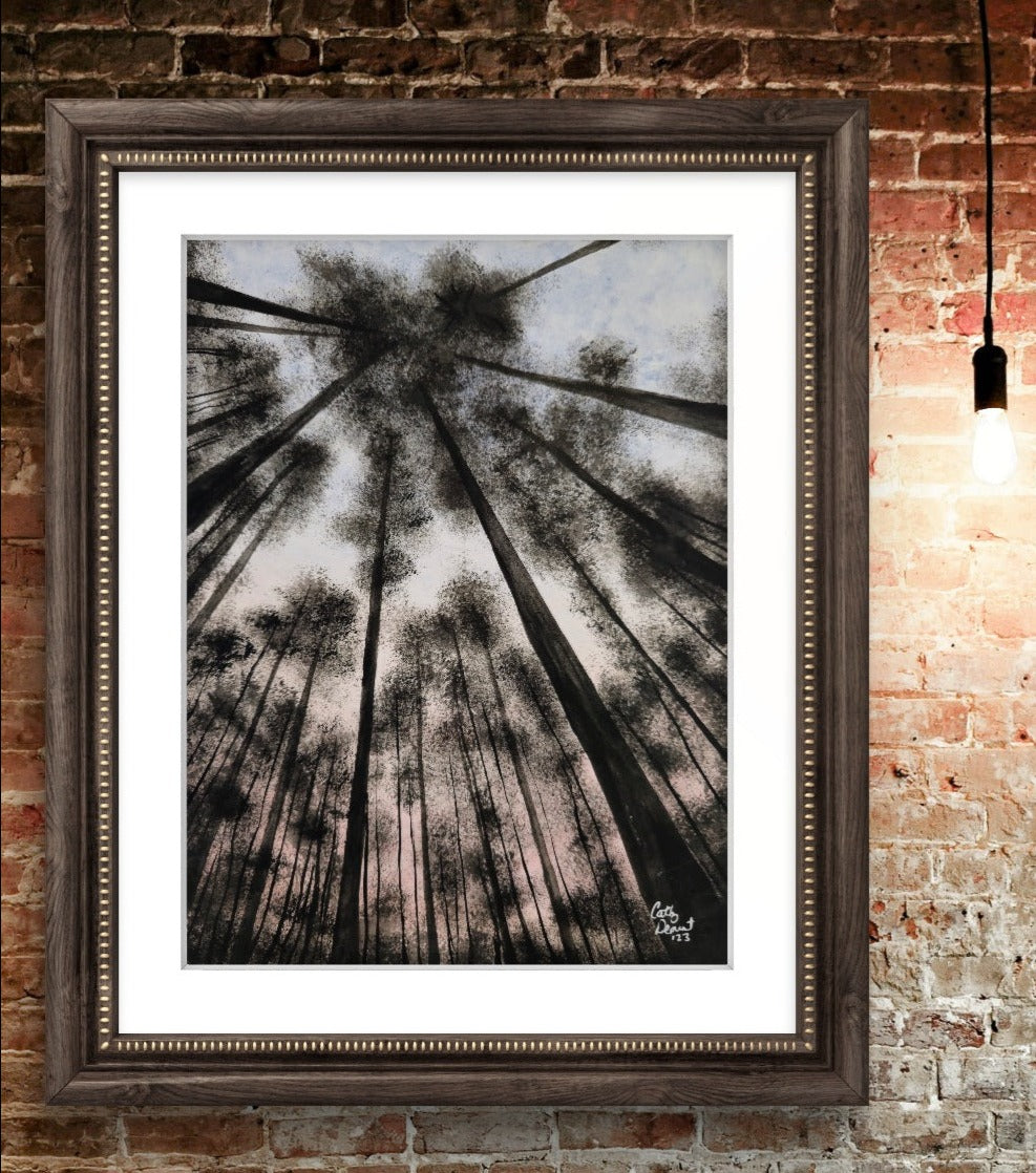 Twilight Canopy: A Glimpse Through the Forest's Veil Artwork Giclée Print