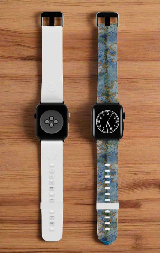 Celestial Dreamscape - Abstract Watercolor  Blue, Green, and Gold Watch Band for Apple Watch