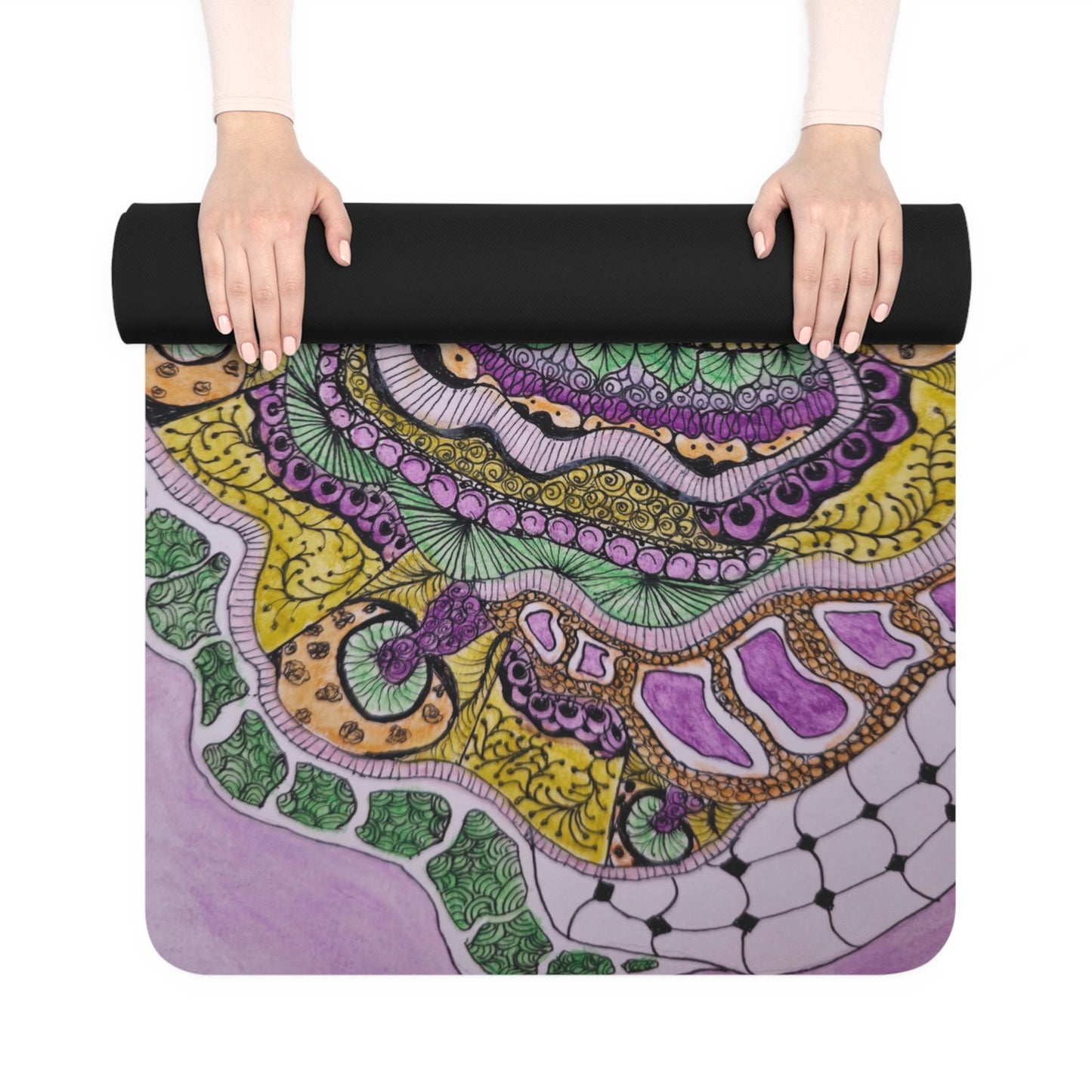 Yoga Mat - Zen Floral Bliss - Colorful Zentangle Artwork Design