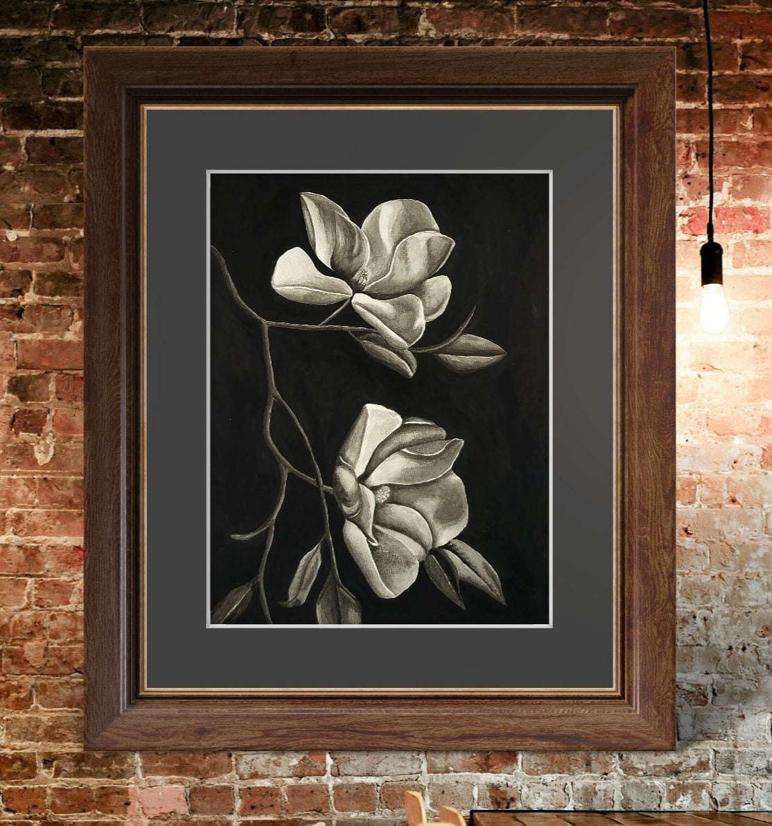 Midnight Magnolias: Original Watercolor Artwork Giclée Print