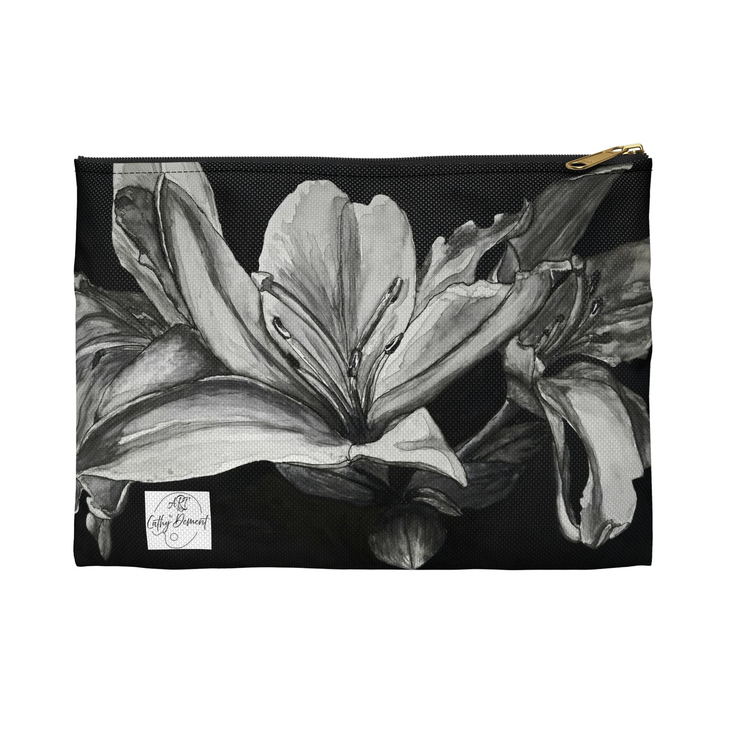 Floral Elegance: Lily Artwork Design Accessory Pouch