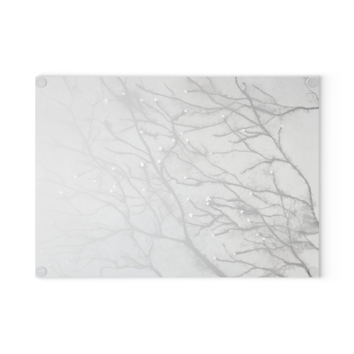 Glass Cutting Board - Tranquil Dawn, Misty Morning - Monochrome Nature-Inspired Kitchen Décor