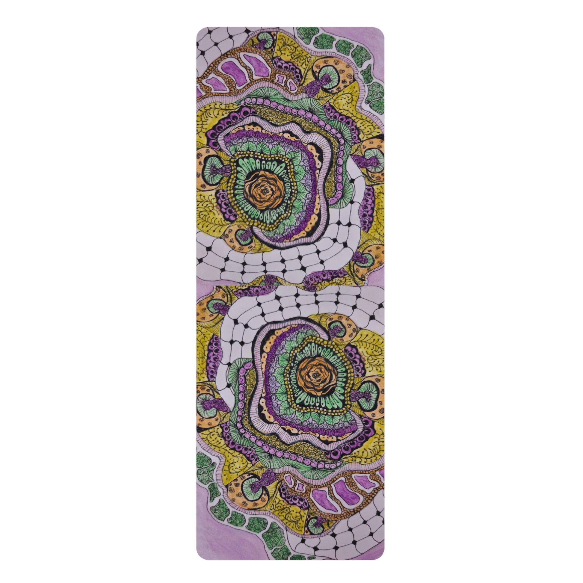 Zen Floral Bliss: Zentangle Design Floral Artwork Design Rubber Yoga Mat Details: