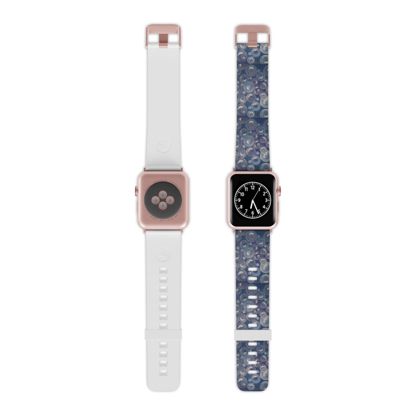 Watch Band for Apple Watch - Tranquil Reflections: Blue and White Reflective Bubble Design