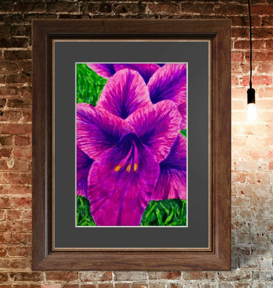 Royal Reverie: Purple Gladiola Artwork Giclée Print