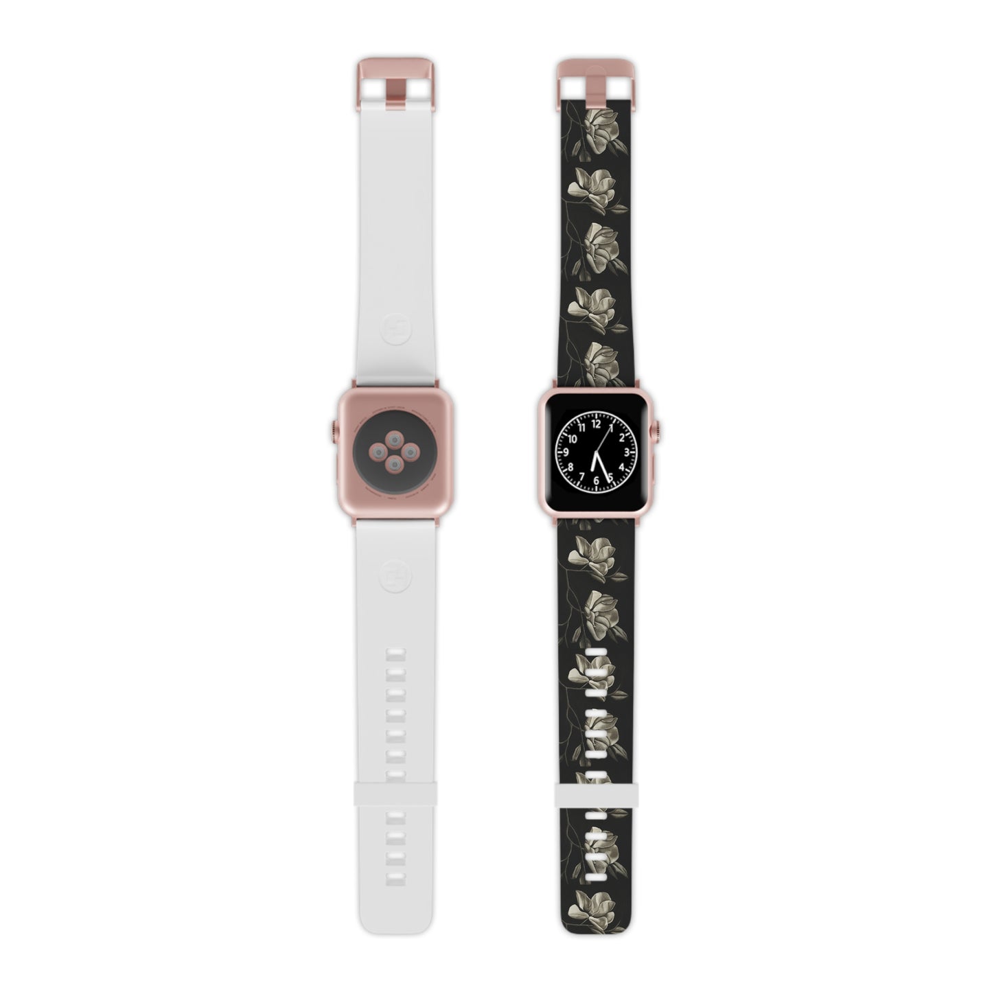 Watch Band for Apple Watch - Midnight Magnolias - Monochrome Floral Artwork Design