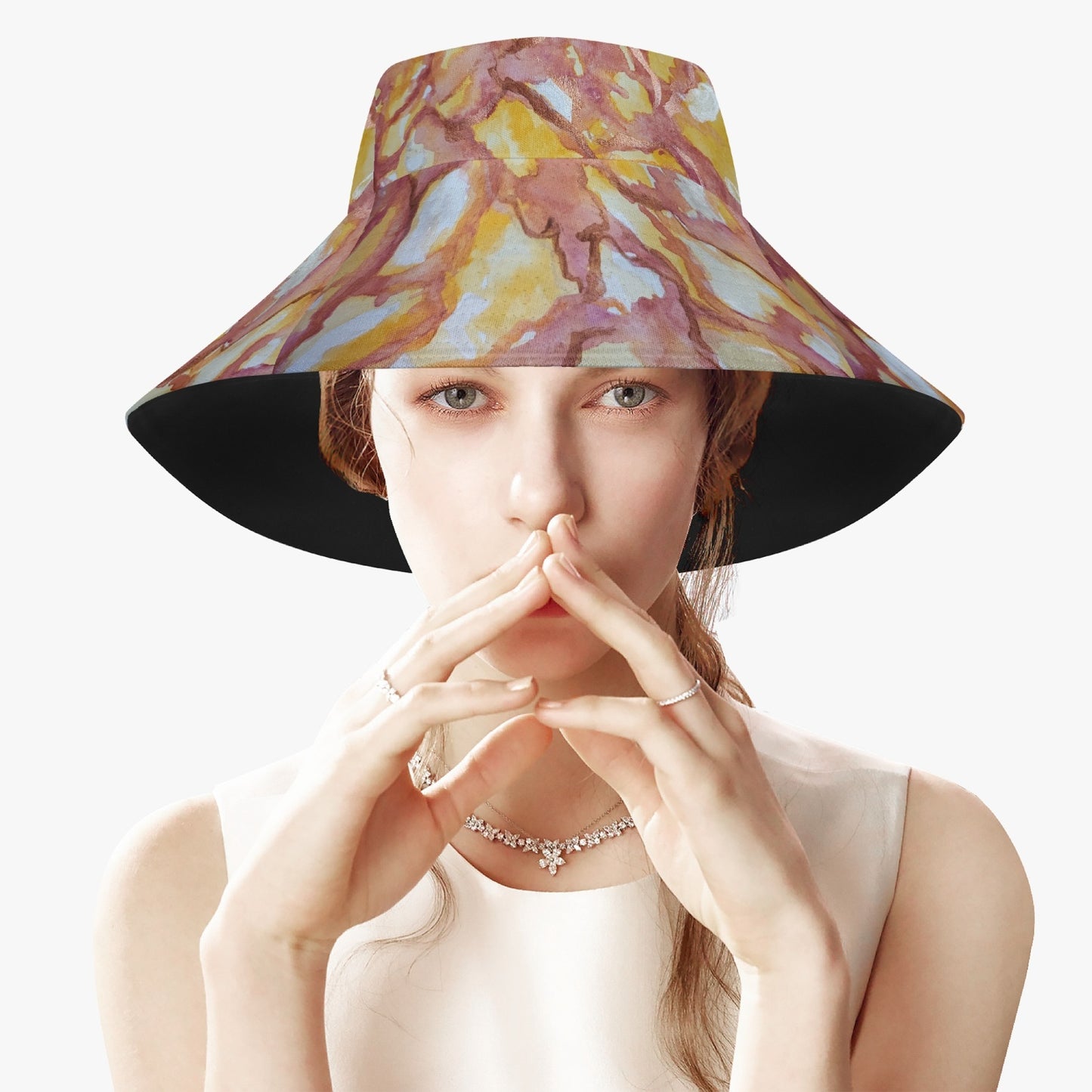 Floppy Beach Hat - Sunset Veil - Colorful Artwork Design