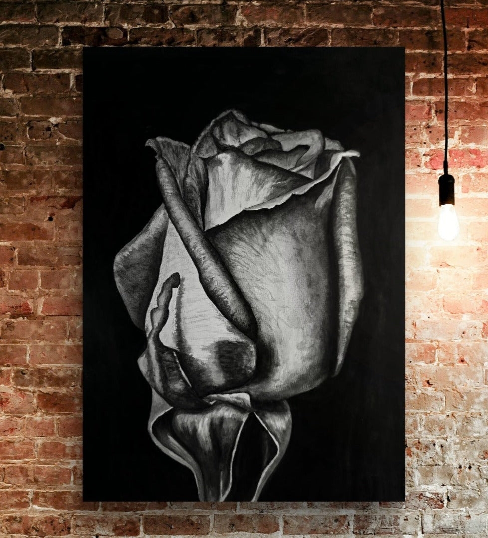 Metal print: Dusk's Embrace Rose Floral Artwork Design