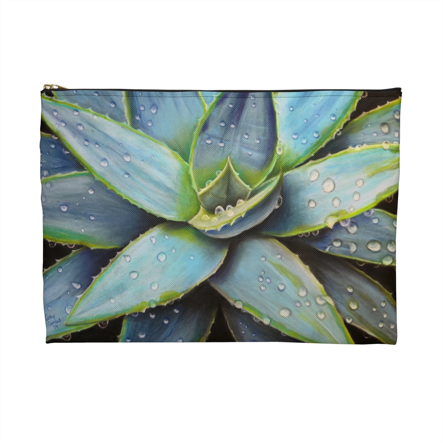 Accessory Pouch - Desert Jewel - Vibrant Agave Plant with Dew Drops