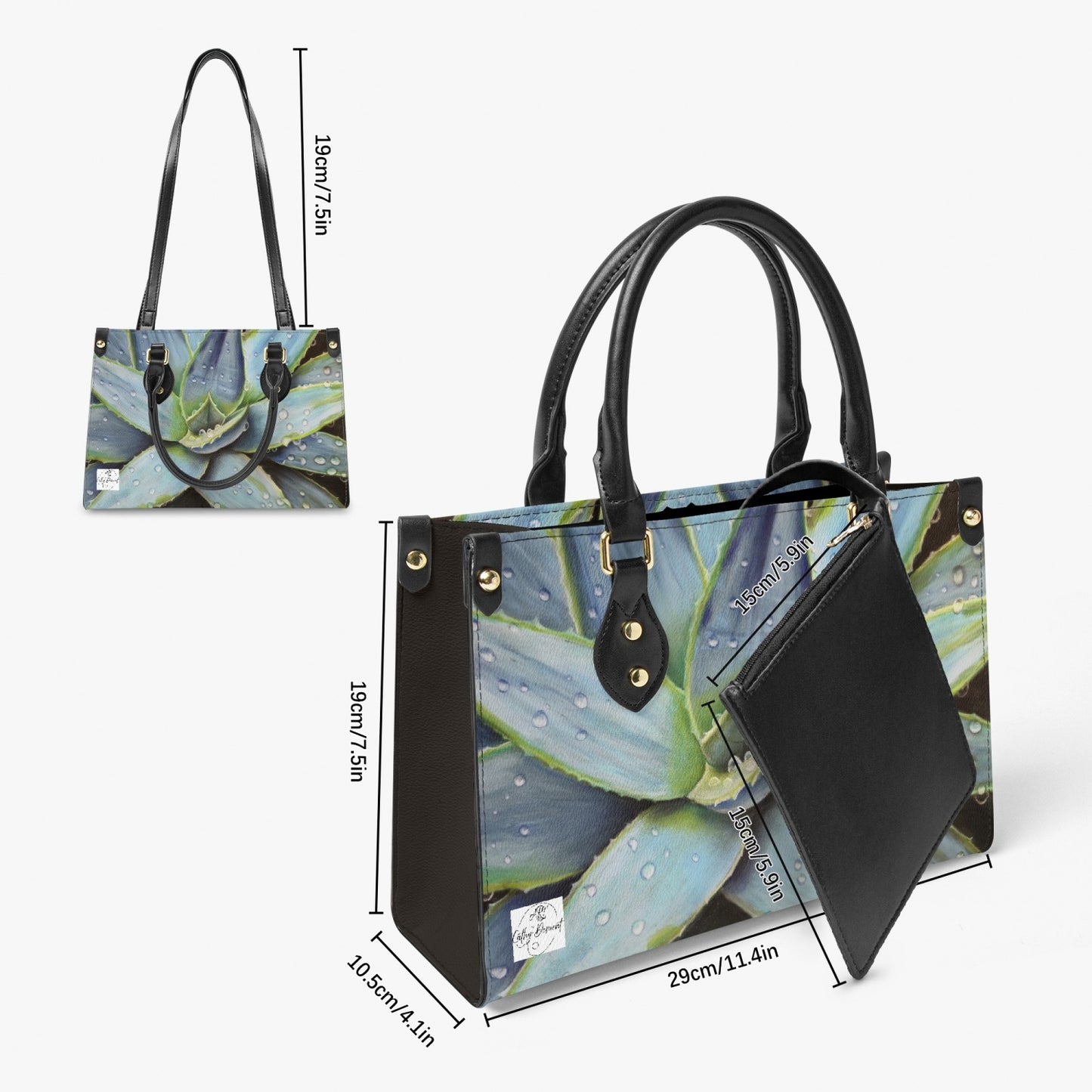 Faux Leather Purse - Desert Jewel, Agave Plant Artwork Pocket Book, Artistic Bag with Shoulder Strap