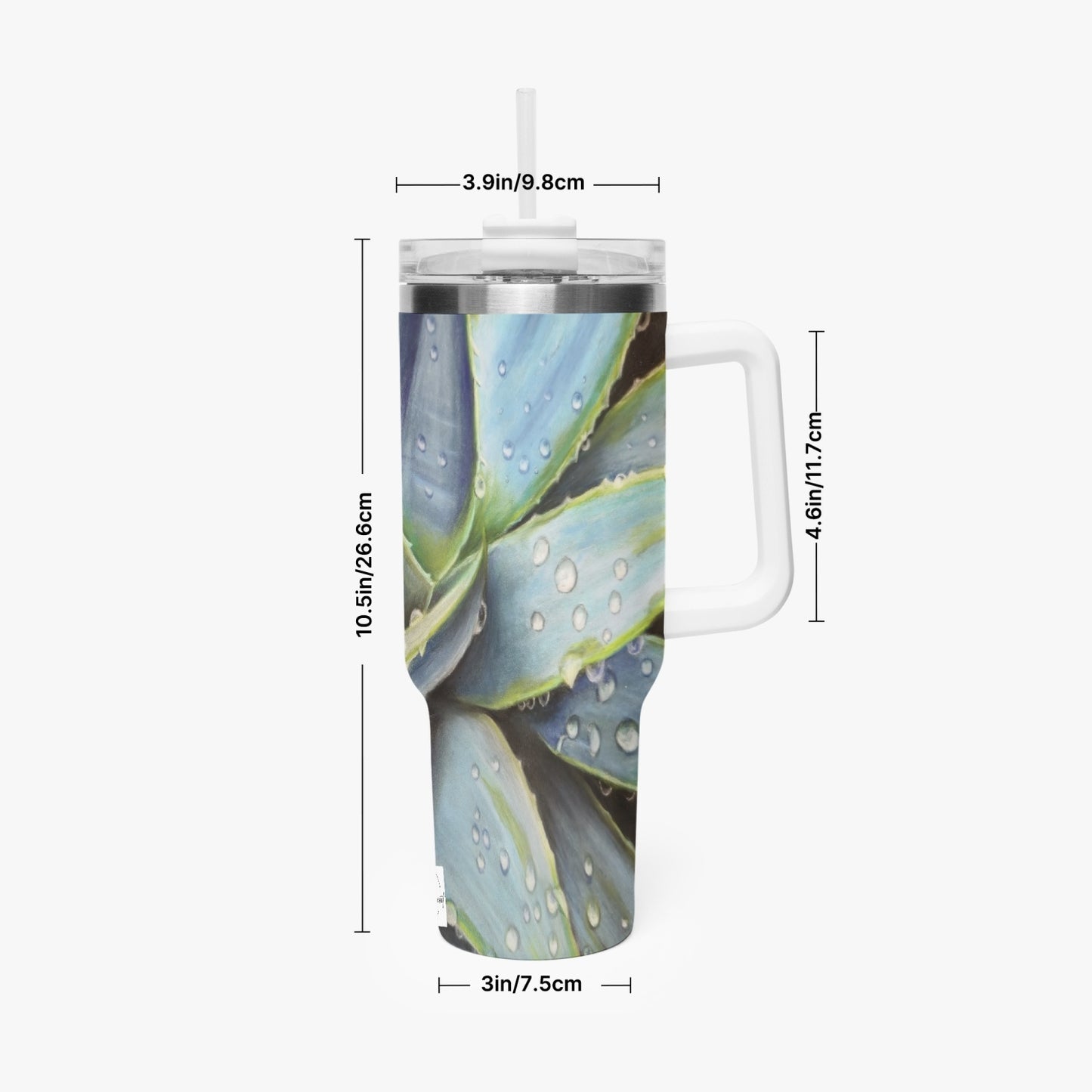 Stainless Steel Tumbler Cup - 40oz Desert Jewel - Blue Agave Plant Travel Mug, Floral Artwork by Cathy Dement