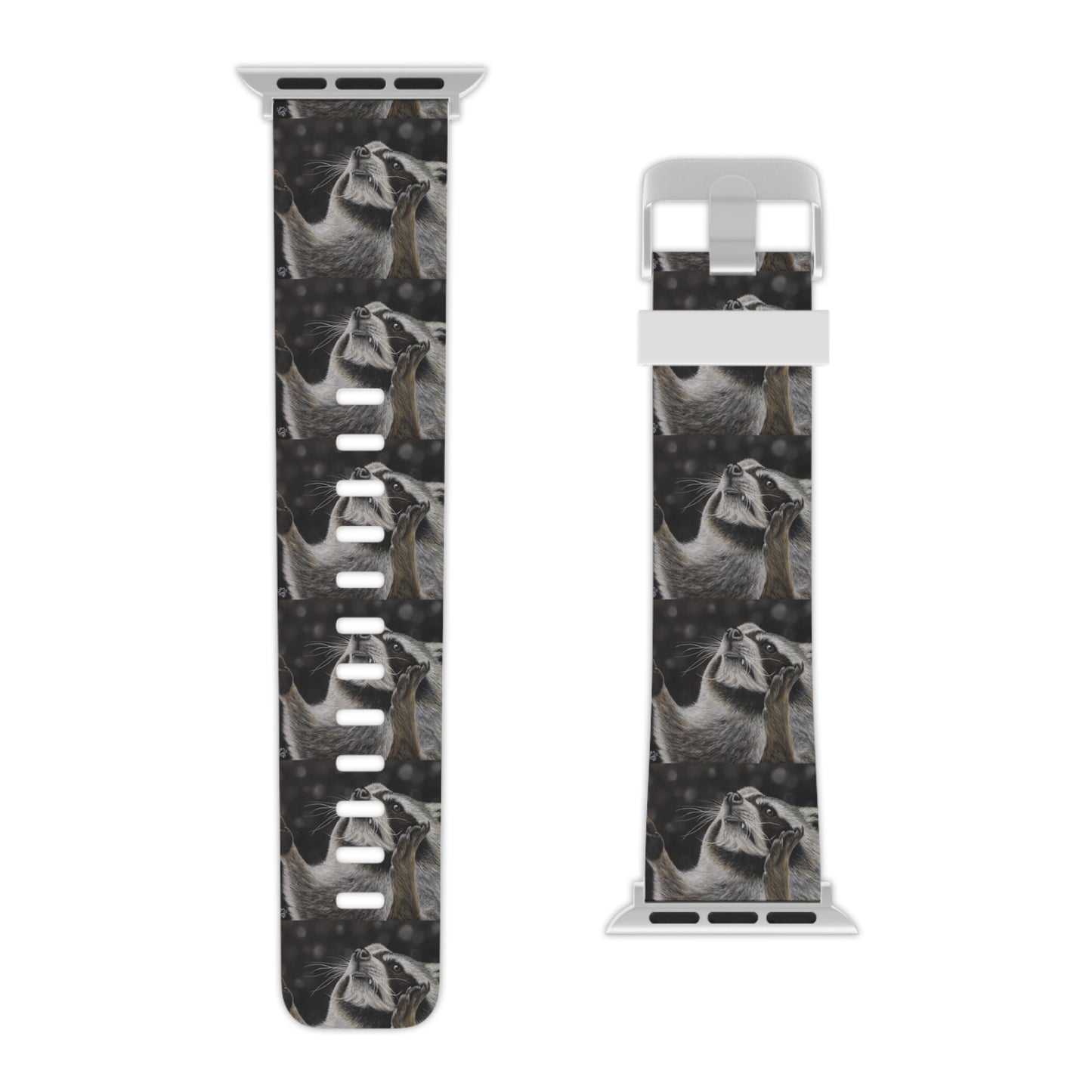 Catching Snowflakes: Whimsical Raccoon Watch Band for Apple Watch