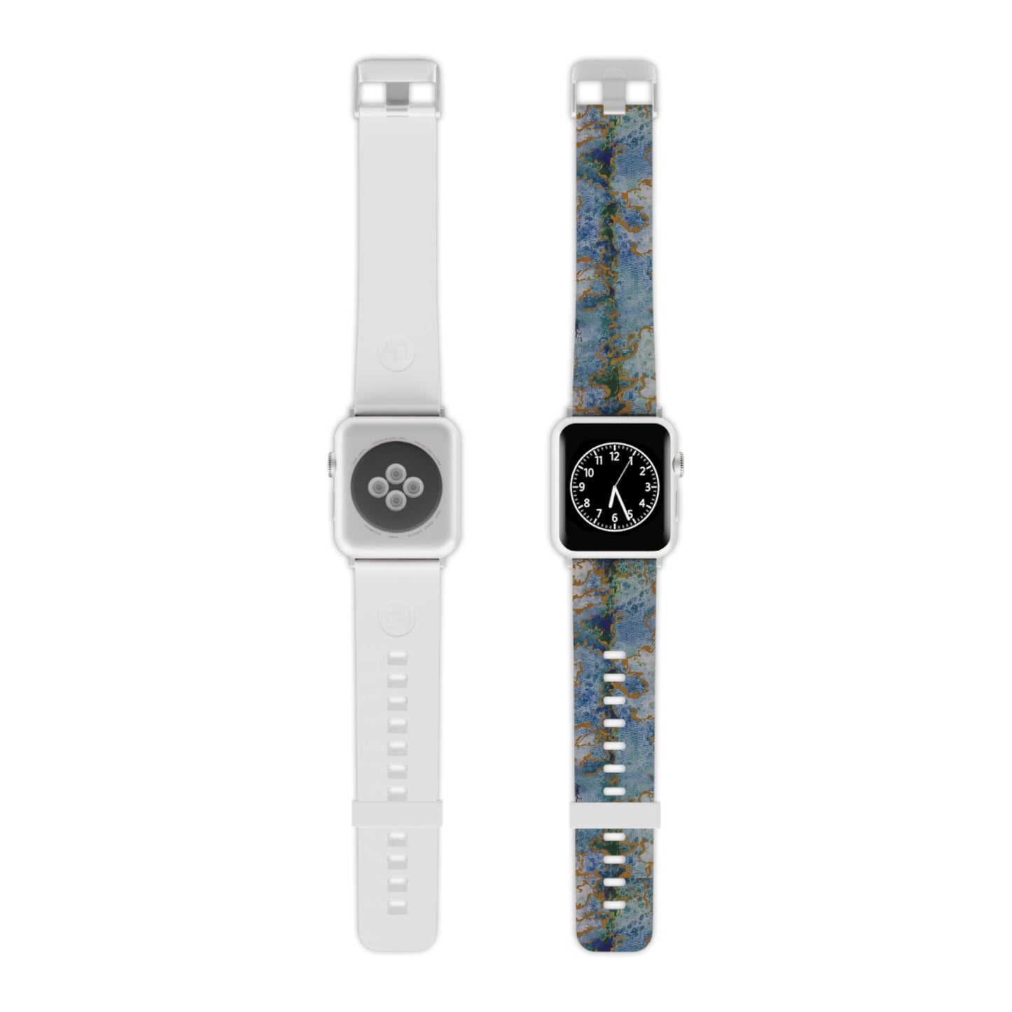 Apple Watch Band - Celestial Dreamscape - Abstract Watercolor, Blue, Green, and Gold Watch Strap