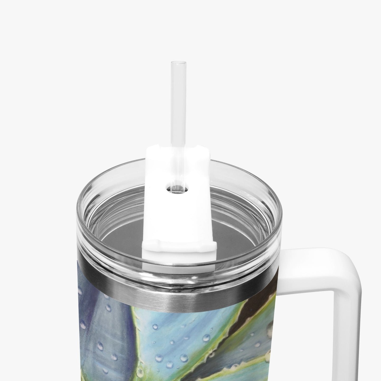 Stainless Steel Tumbler Cup - 40oz Desert Jewel - Blue Agave Plant Travel Mug, Floral Artwork by Cathy Dement