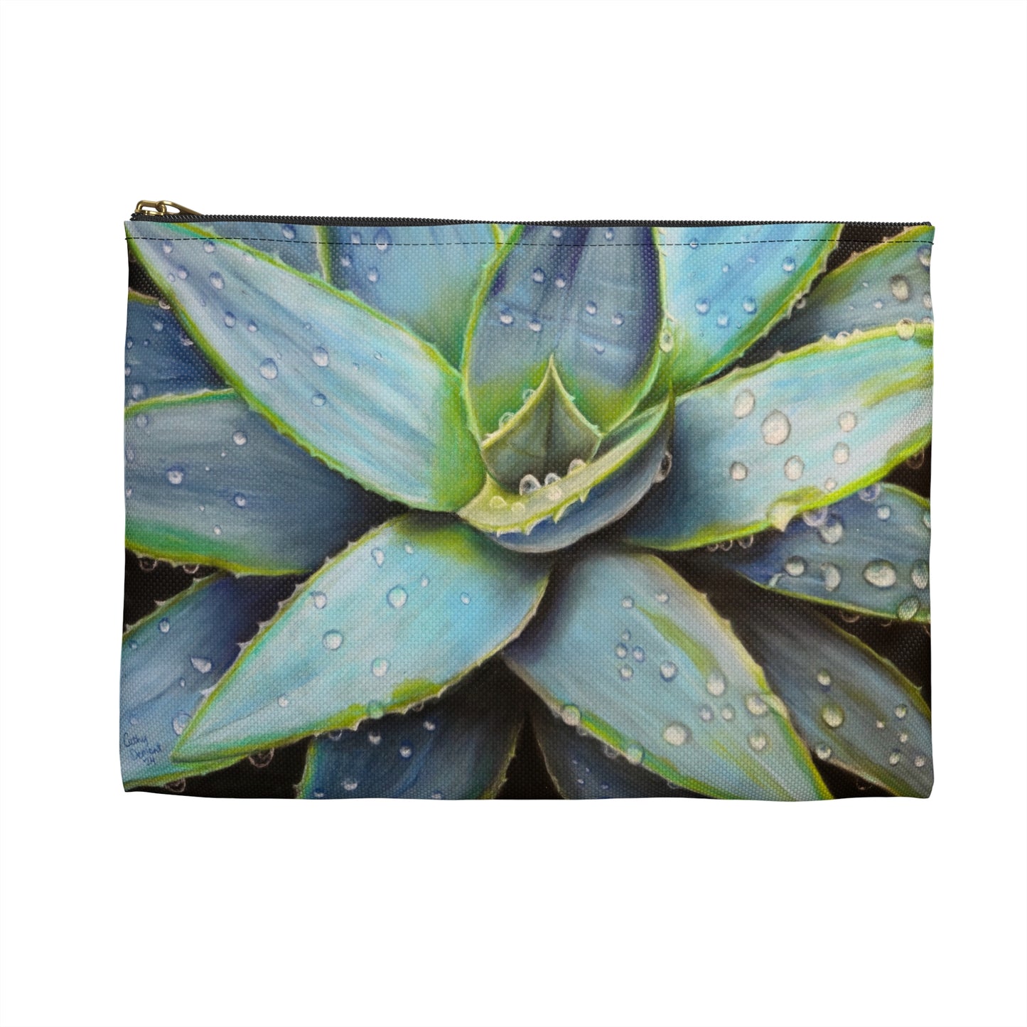 Accessory Pouch - Desert Jewel - Vibrant Agave Plant with Dew Drops