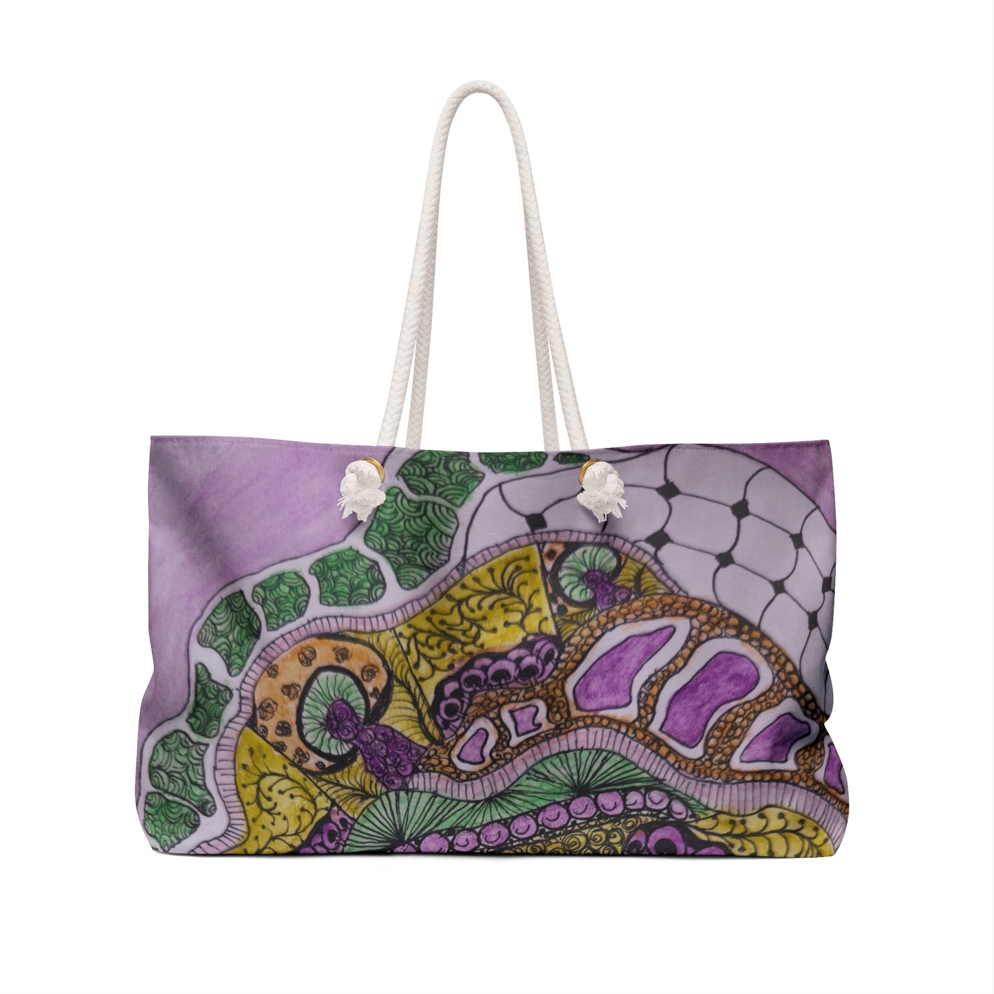 Weekender Bag Tote - Zen Floral Bliss - Colorful Zentangle Artwork Design