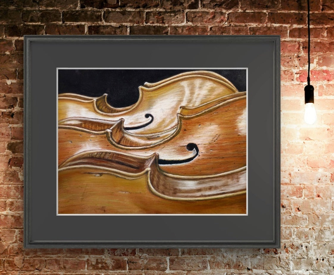 Harmonious Melodies: Cello Trio| Musical Instrument Artwork Giclée Print