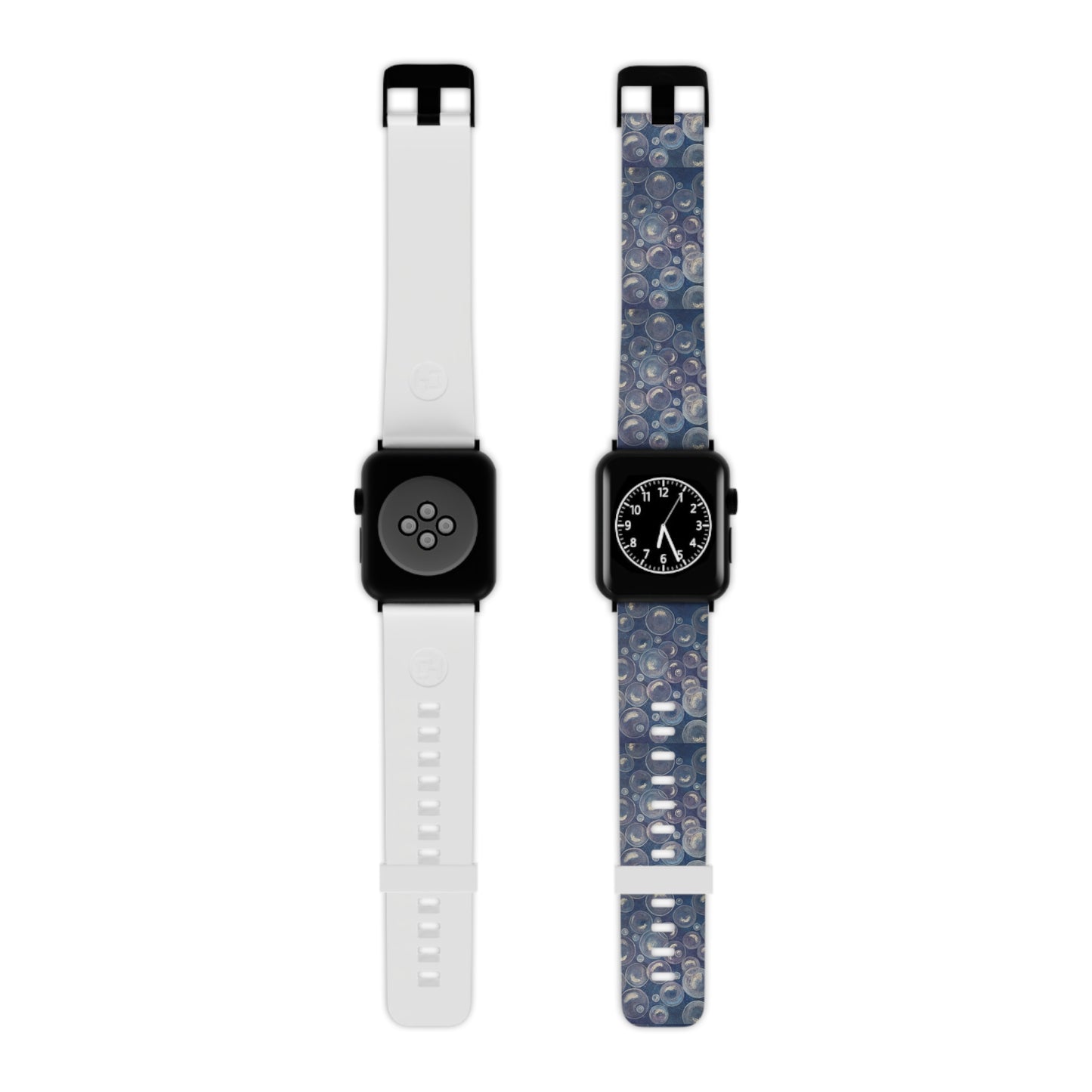 Watch Band for Apple Watch - Tranquil Reflections: Blue and White Reflective Bubble Design