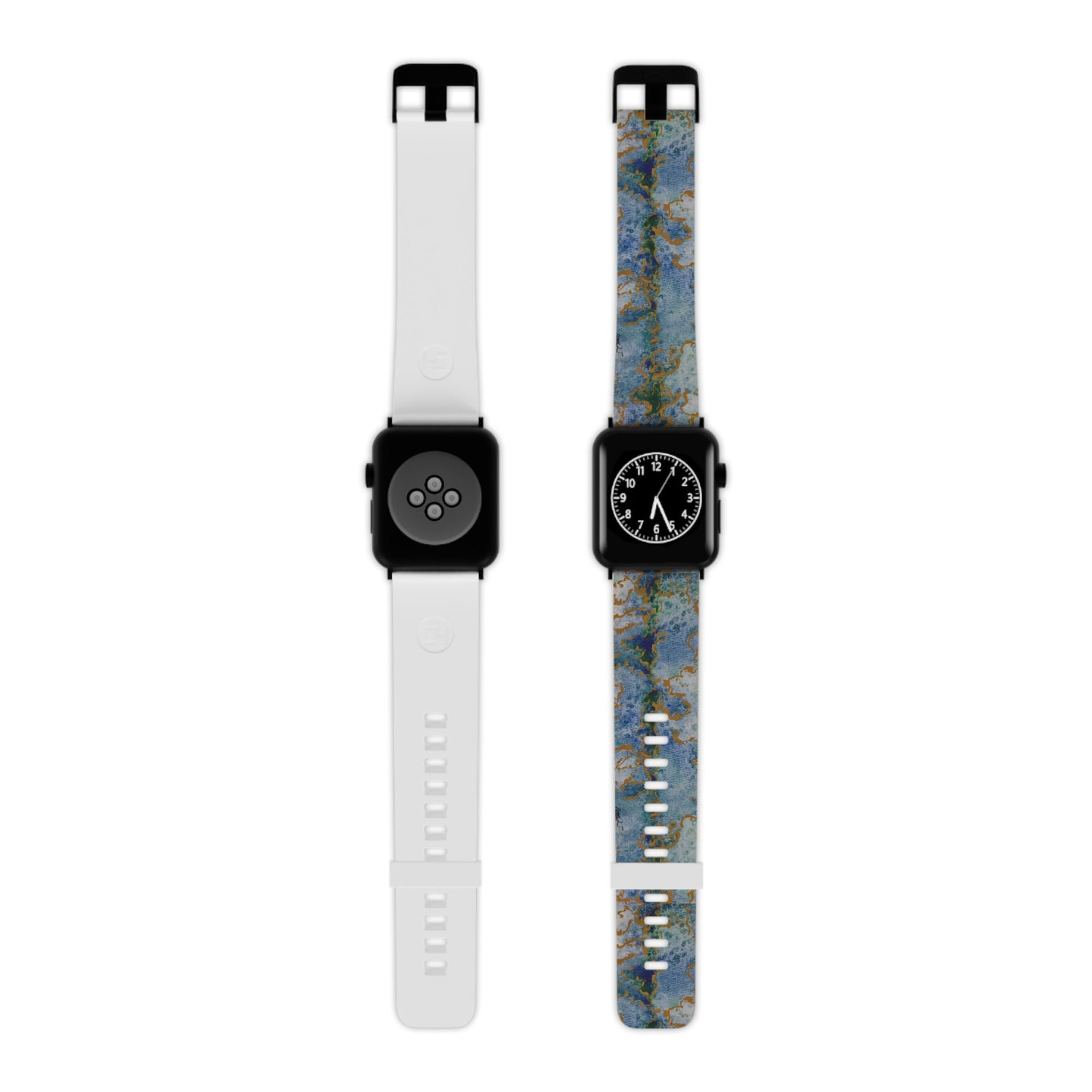 Apple Watch Band - Celestial Dreamscape - Abstract Watercolor, Blue, Green, and Gold Watch Strap