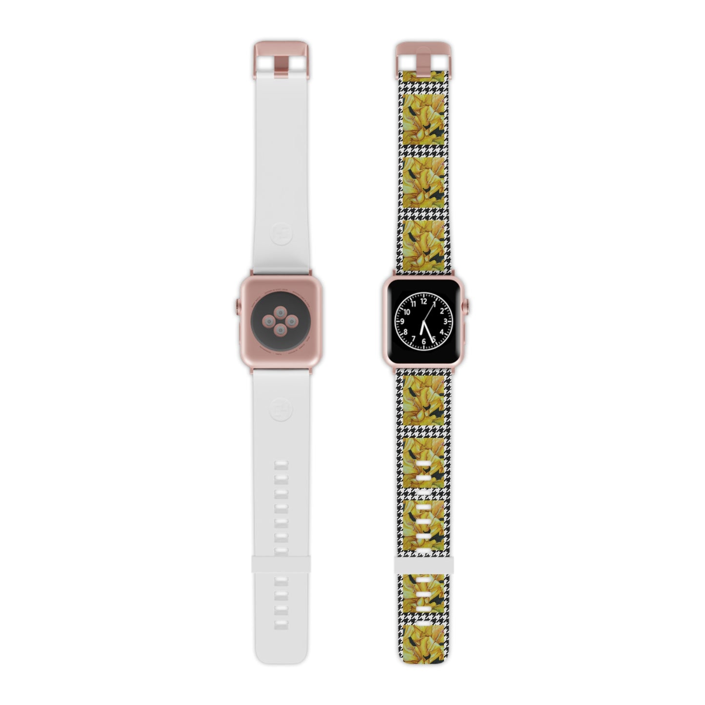 Watch Band for Apple Watch - Sunny Blooms Yellow Hound's Tooth Gladiola Artwork Design