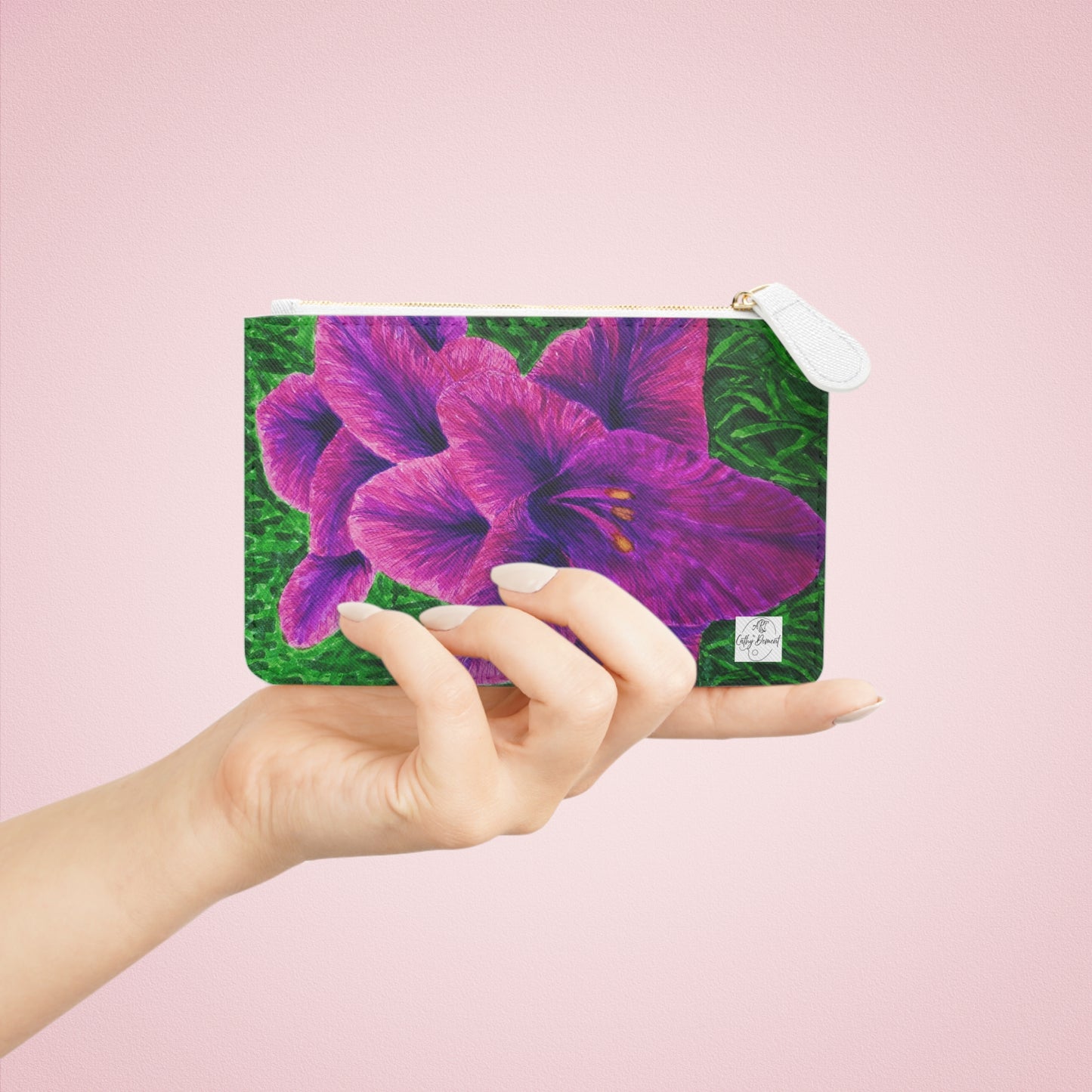 Mini Clutch Bag - Royal Reverie: Purple Gladiola, Floral Artwork Design