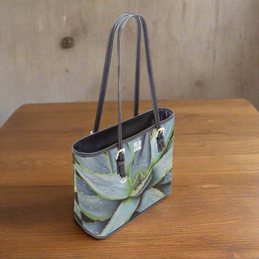 Faux Leather Shoulder Bag - Desert Jewel, Vibrant Agave Plant Artwork, Purse by Cathy Dement