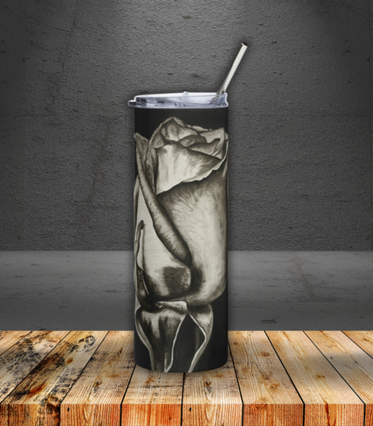 Dusk's Embrace: Monochrome Rose stainless Steel Tumbler