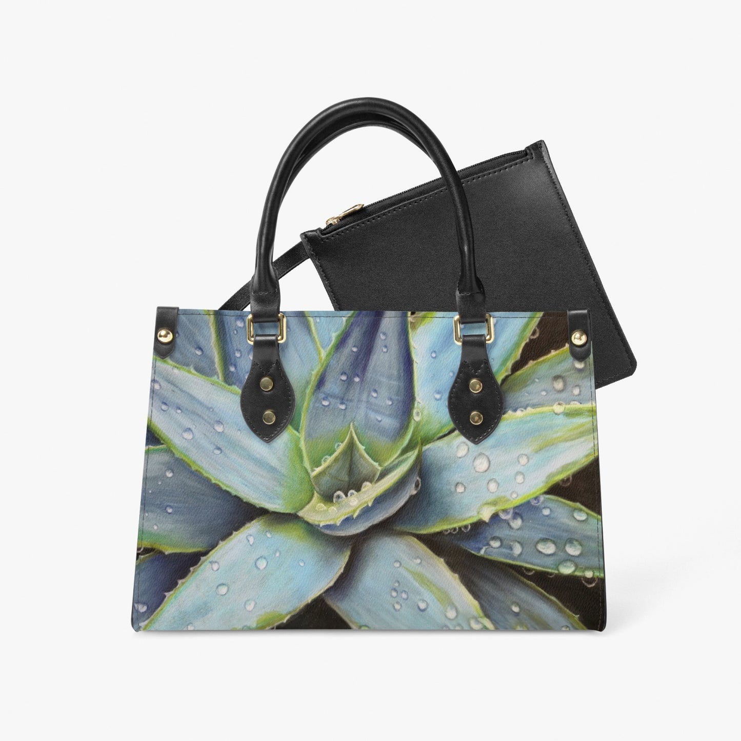 Faux Leather Purse - Desert Jewel, Agave Plant Artwork Pocket Book, Artistic Bag with Shoulder Strap