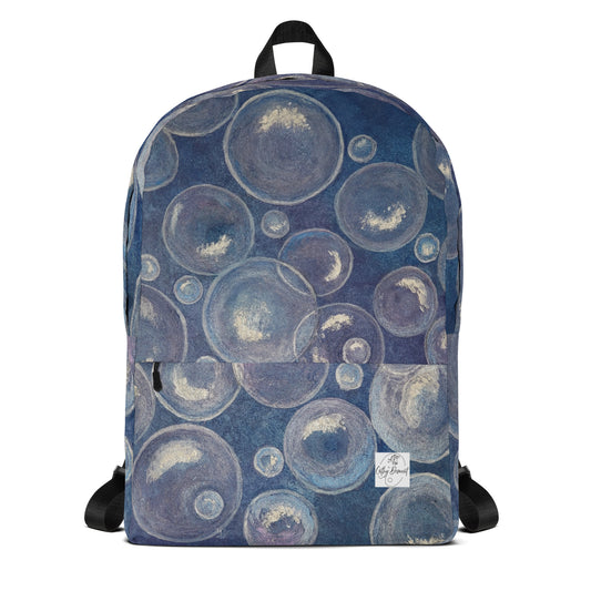 Backpack - Tranquil Reflections: Blue and White Reflective Bubble Design