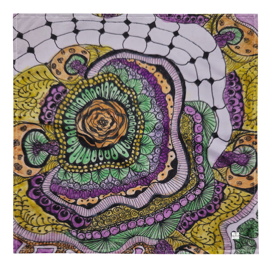 Bandana - Zen Floral Bliss - Colorful Floral Zentangle Artwork Design