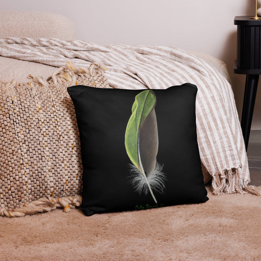 Prismacolor Plume: Colorful Green and White Duck Feather Design Pillow