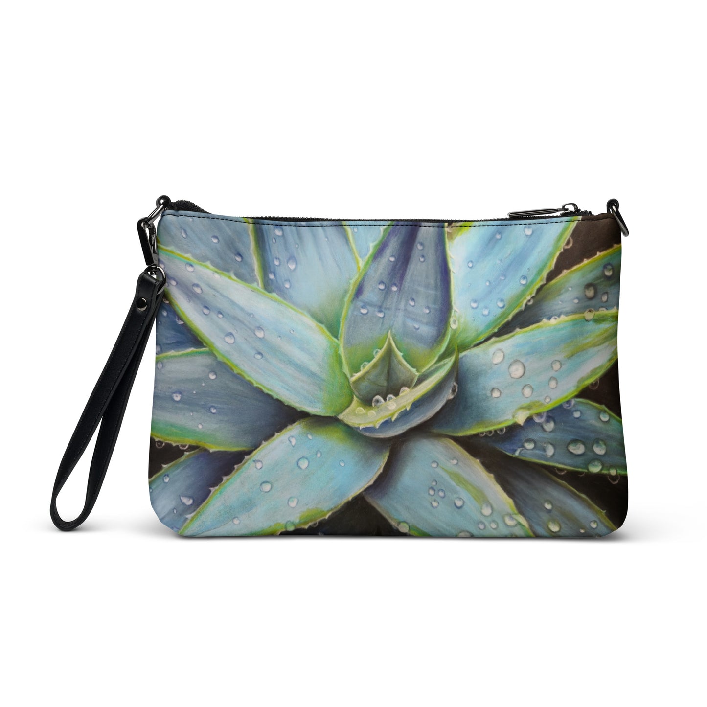 Crossbody Bag - Desert Jewel, Vibrant Agave Plant with Dew Drops, Artwork by Cathy Dement, Interchangeable Wrist Strap