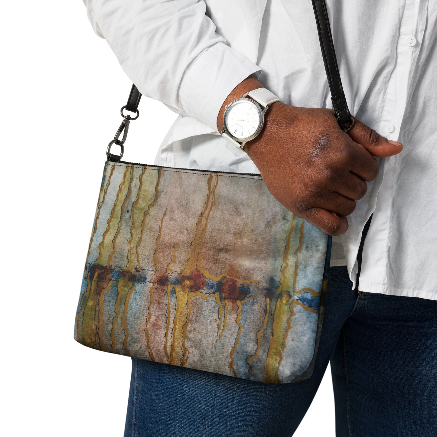 Crossbody Bag, Artwork Purse - Twilight Reflections, Abstract Sunset Artwork by Cathy Dement, Faux Leather, Interchangeable Wrist Strap