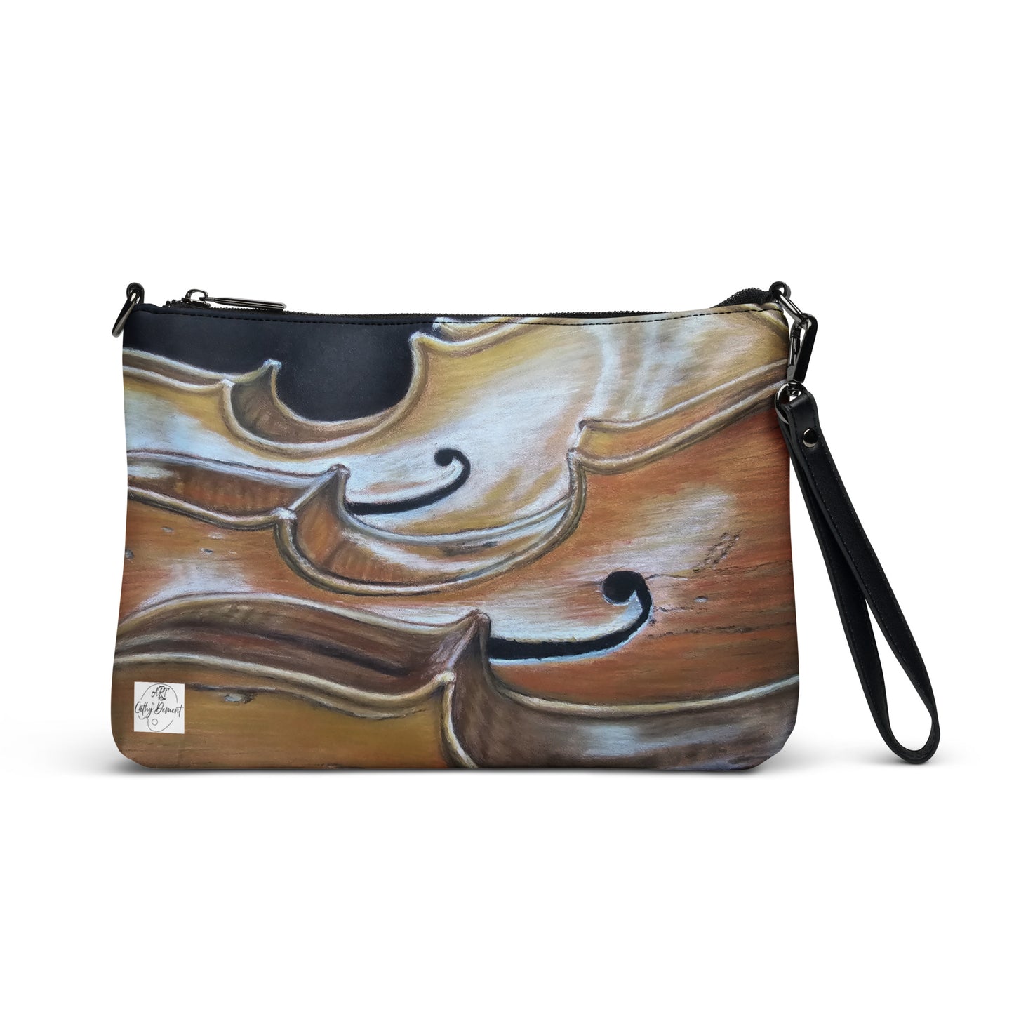 Harmonious Melodies Crossbody Bag - Cello Trio Musical Instrument Artwork by Cathy Dement, Faux Leather