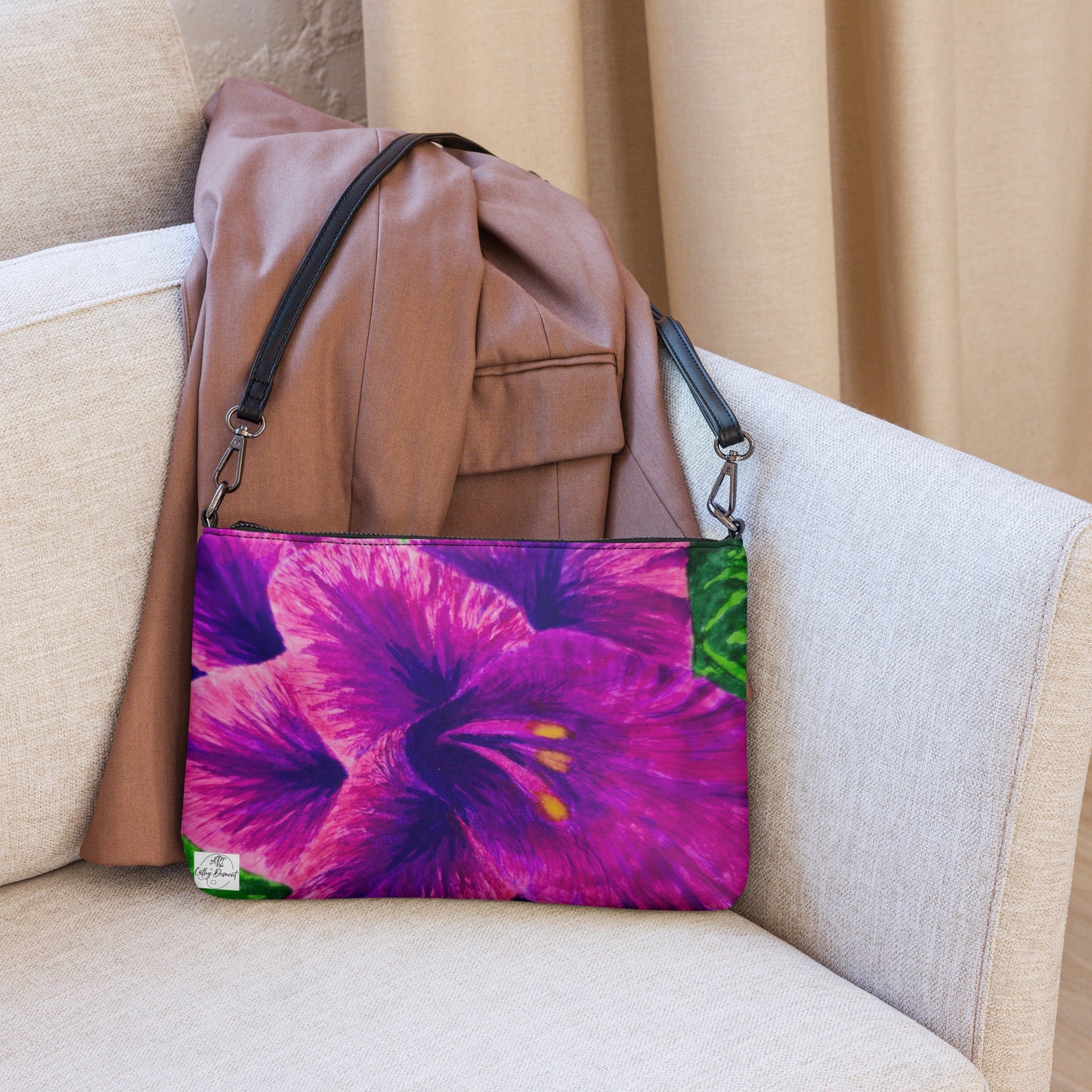 Crossbody Bag - Royal Reverie: Purple Gladiola - Floral Artwork Purse, Clutch with Interchangeable Wrist Strap