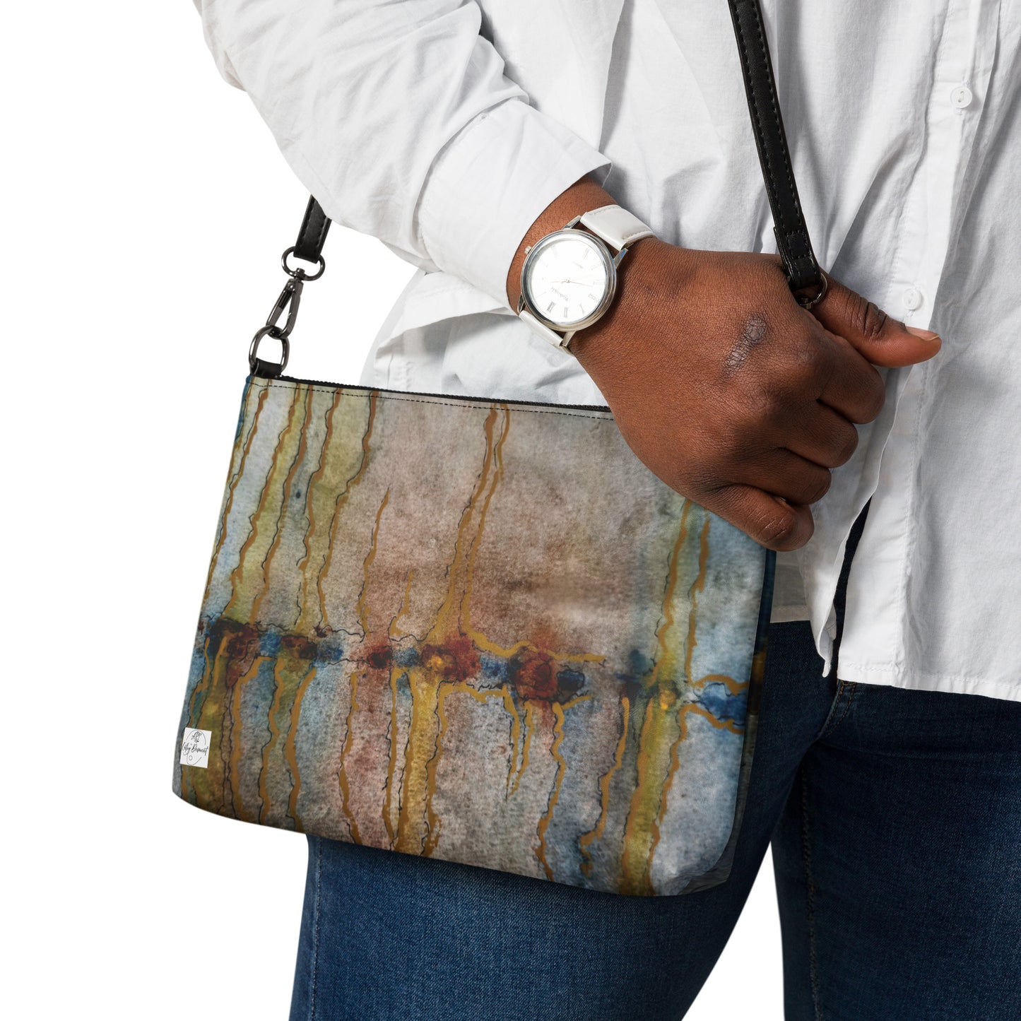 Crossbody Bag, Artwork Purse - Twilight Reflections, Abstract Sunset Artwork by Cathy Dement, Faux Leather, Interchangeable Wrist Strap