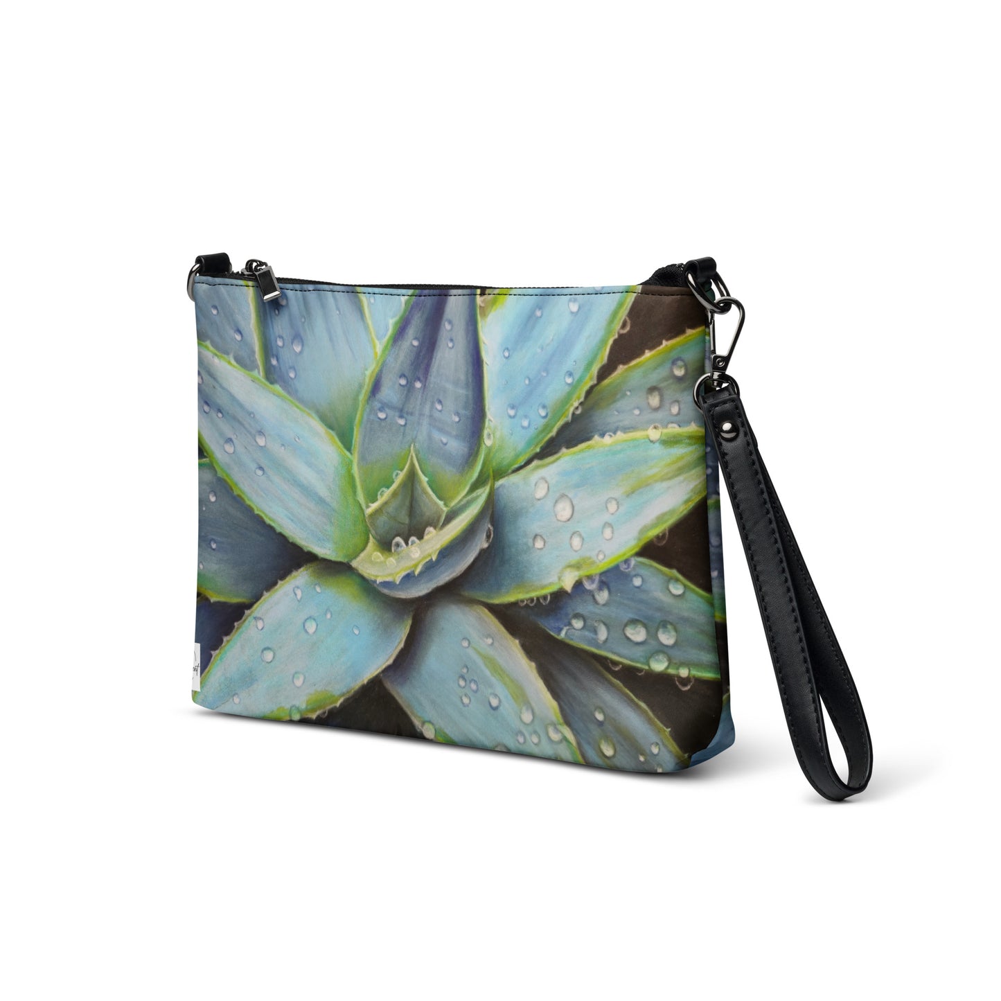 Crossbody Bag - Desert Jewel, Vibrant Agave Plant with Dew Drops, Artwork by Cathy Dement, Interchangeable Wrist Strap