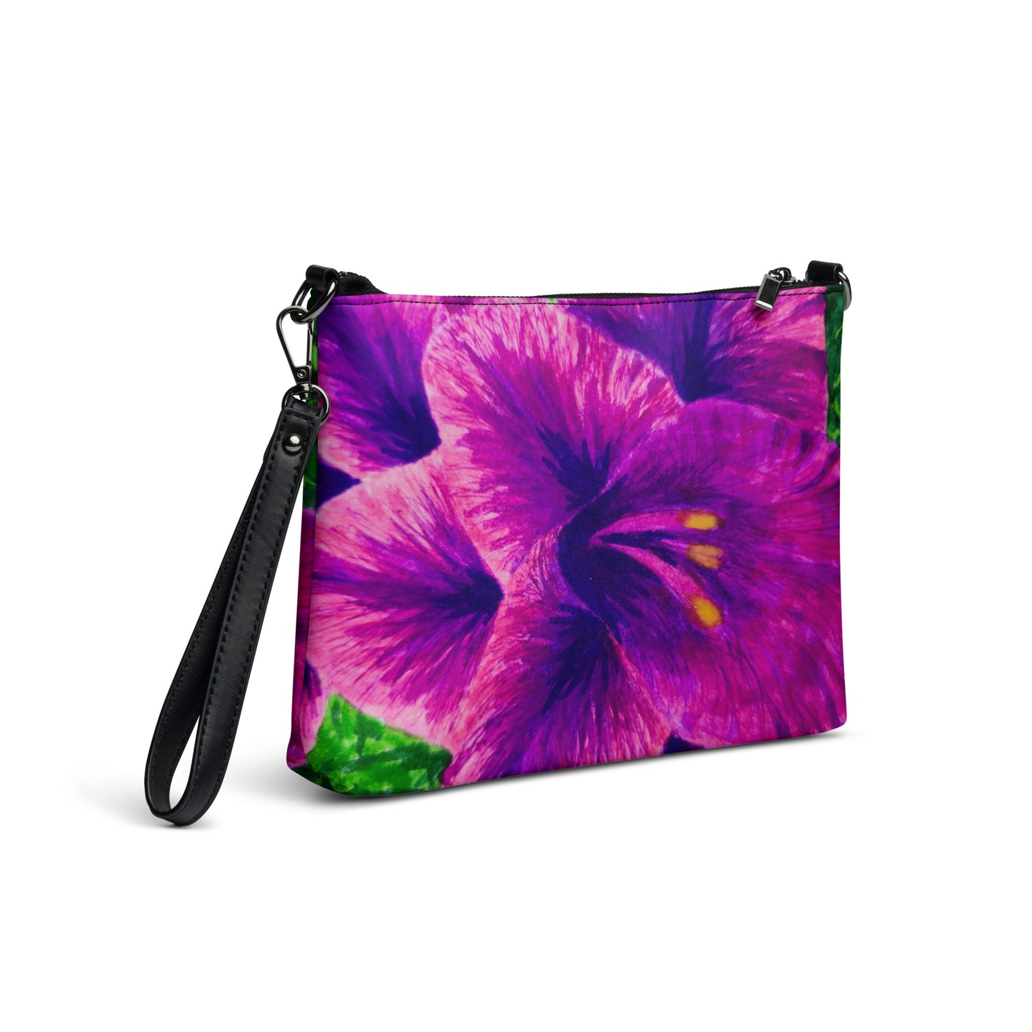 Crossbody Bag - Royal Reverie: Purple Gladiola - Floral Artwork Purse, Clutch with Interchangeable Wrist Strap