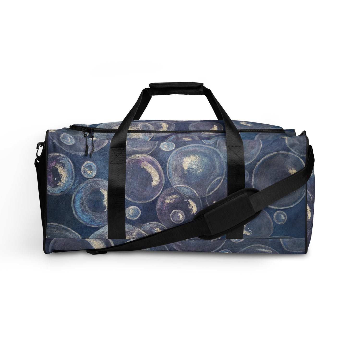 Duffle bag - Tranquil Reflections: Blue and White Reflective Bubbles